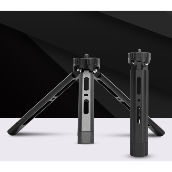 Mini metallstativ aluminiumslegering skrivebordstativ med 1/4 tommers skrue for DSLR ILDC videokameraprojektor, modell: svart