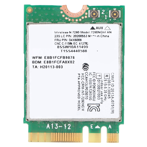 Langaton verkkokortti 7260NGW AN 2.4G/5G 300Mbps WIFI+Bluetooth 4.0 NGFF M.2 Lenovo Thinkpad X240/X230S/T440S/T431:lle