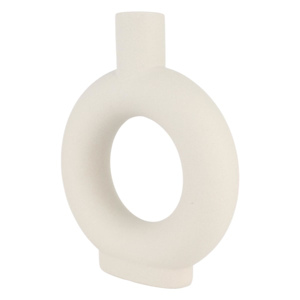 Cirkel Keramisk Vas Cirkulär Ihålig Blomvas Modern Matt Vas Ornament för Vardagsrum Sovrum Kontor