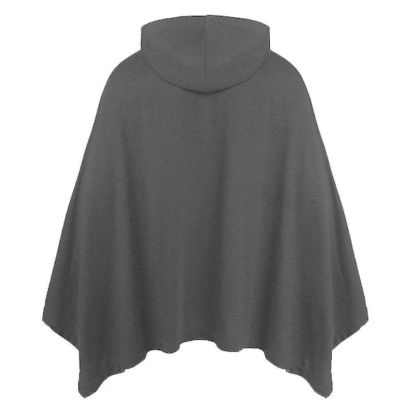 Unisex Mørkegrå Hættetrøje Poncho Kappe Frakke med Lomme