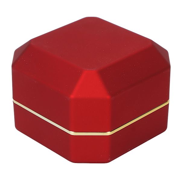 LED Ljus Ring Box Smycken Display Presentbox Smycken förvaringsfodral för förlovningsbröllopRöd