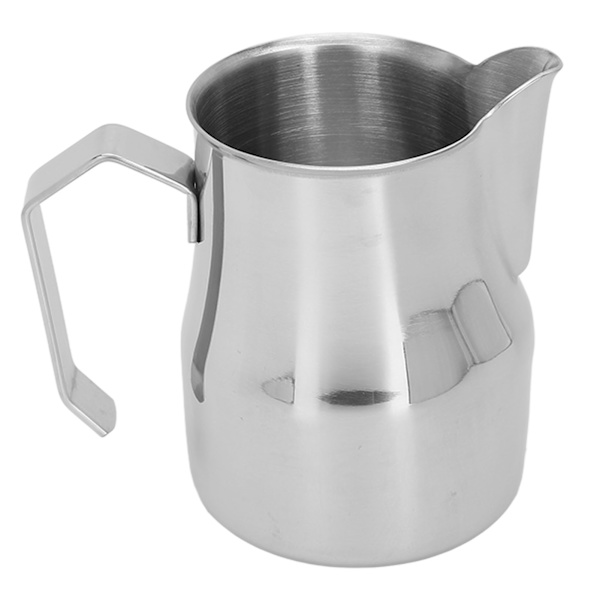 Mjölkskummare Kaffeångande kanna 304 rostfritt stål Kaffe Mjölkkopp Mjölkskummare Cup Olecranon Typ Utlopp Silver 350ML
