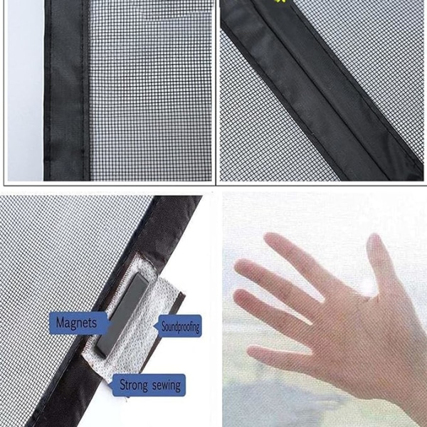 LYCXAMES magnetisk dörrgardin i tilpasset størrelse, myggnät i glassfiber, rivsikker dörrgardin, sideåpning for balkong, uteplass (størrelse: 90x210 cm)
