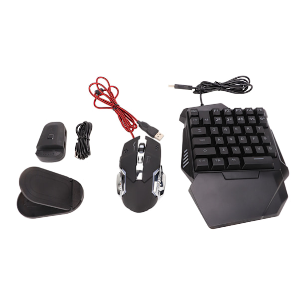 Enhånds Gaming Tastatur Mus Konverter Kabelforbundet 35 Taster Baggrundsbelyst Tastatur 6 Taster Gaming Mus Konverter Sæt med Beslag