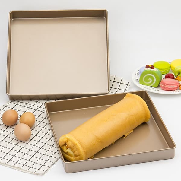 28x28x3cm Gold Aluminum Alloy Square Non-stick Baking Pan Bread Pizza Sheet Baking Tool