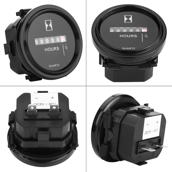 DC 8‑80V rund mekanisk timeregister Måler Timer timeregister til bil lastbil bådmotor