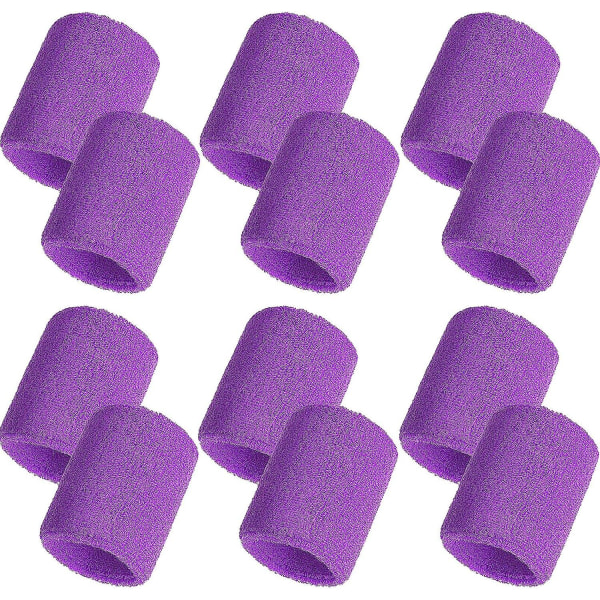 12 pakkauksen hikinauhat Urheiluranneke Puuvillainen hikinauha miehille ja naisille, hyvä tennikselle, koripallolle, juoksulle, harjoitteluun Purple