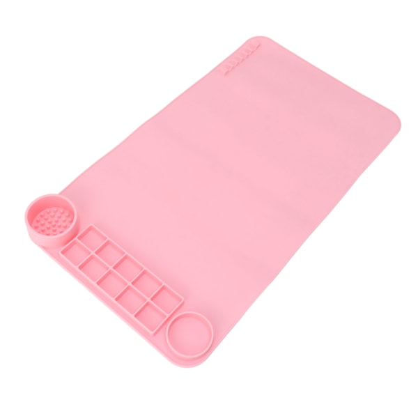Silikon håndverksmatte Rosa 19,7 tommer lang 11 tommer bred med avdelere Design Anti-skli Varmebestandig Barn fargematte for DIY kunstmaling
