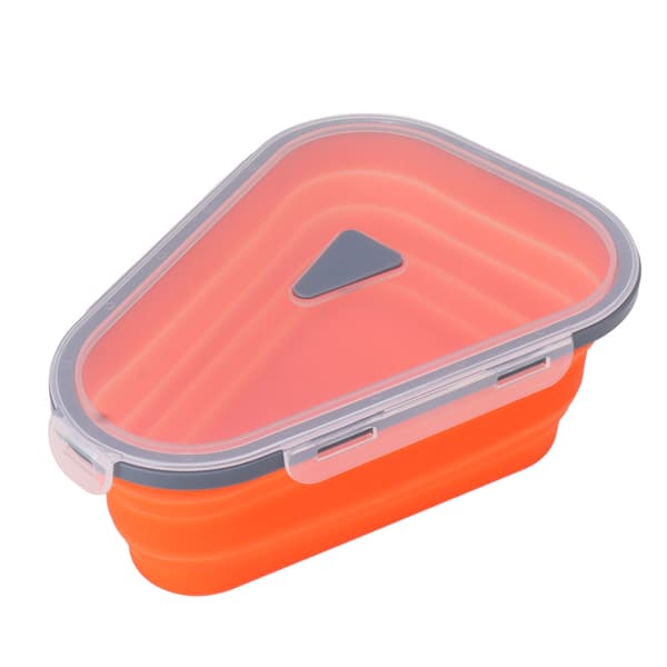 Reusable Expandable Pizza Storage Container with 5 Microwave Trays Adjustable Silicone Pizza Box Orange