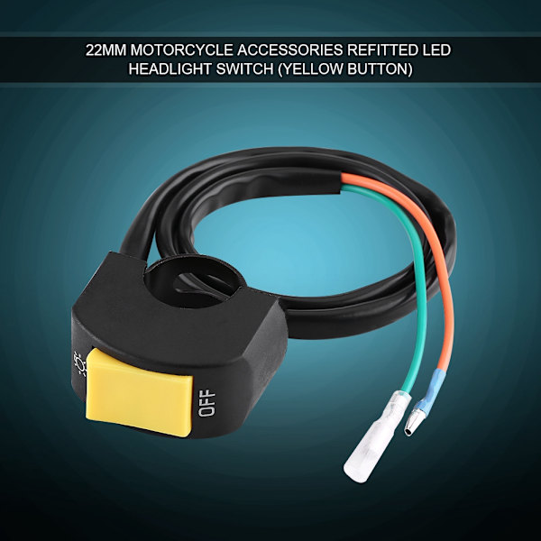 Motorcycle 7/8 inch Handlebar Mount LED Headlight On/Off Switch with Yellow Button