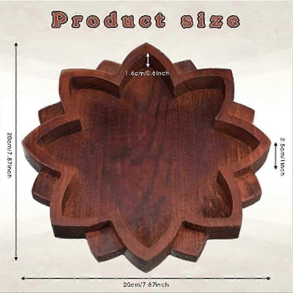 Lotus kristalldisplaybricka i trä Lotusform