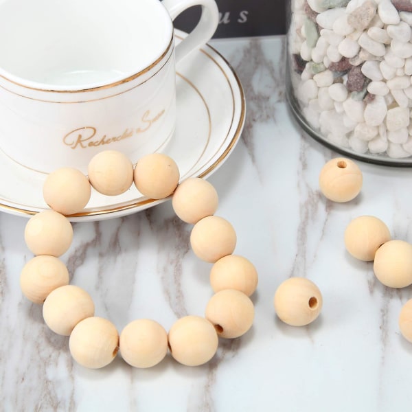 Treperle, 100 stk naturlige perler Runde treperler for håndverk Gjør-det-selv-håndlagde dekorasjoner (18 mm)
