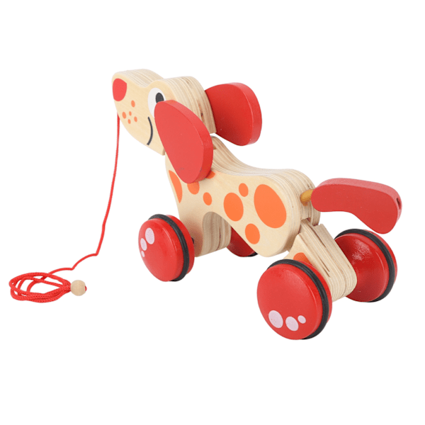 Push Pull Toy Pull Walk Along Pull Trä Hund Walk En lång valp Trä Pull Toy för promenader småbarn Hundstil