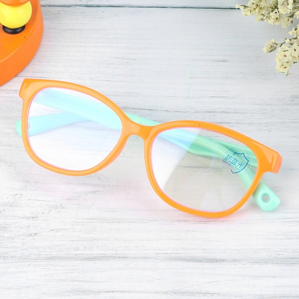 Mode Barn Baby Mjuk Bekväm Antiblått Ljus Silica Gel Glasögon (orange)