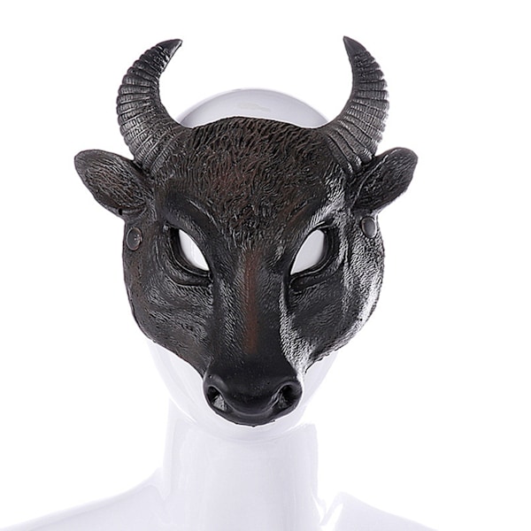 Half Face PU Foam 3D Realistic Animal Buffalo Head Mask