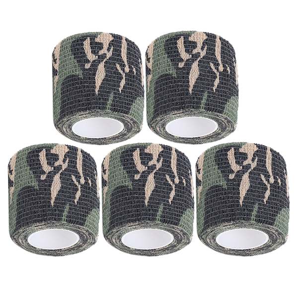 (5 stk sæt) Selvklæbende non-woven udendørs stræktape Jagtkamouflagebånd (Woodland Camouflage)