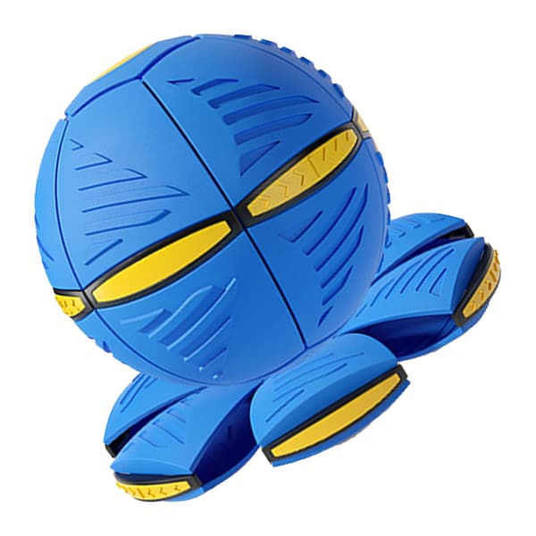 Flying Saucer Ball Magic Deformation Ball with Light Decompression Flying Flat Throwing Discs Parent Child Interactive Toy with Light Blue