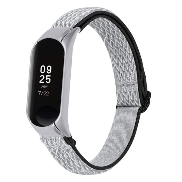 Kompatibel med Xiaomi Mi Band 7 urrem i elastisk nylon - Sort / Hvid Vit white