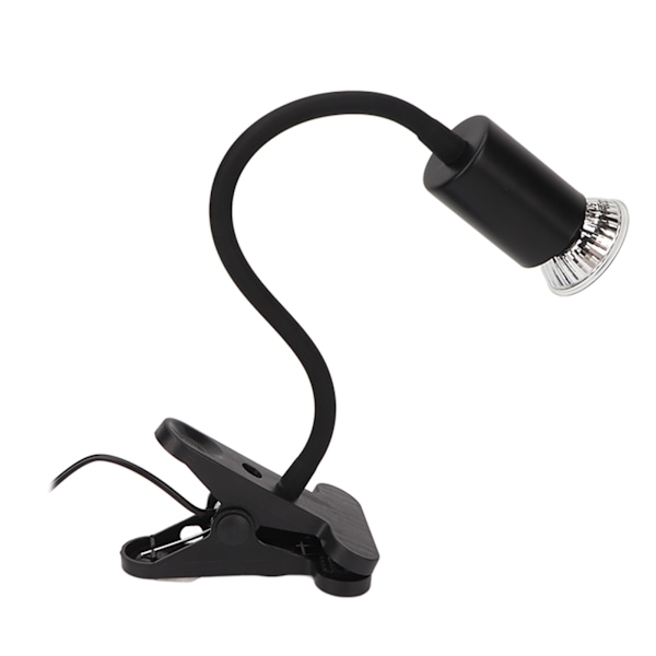 Reptilklemme Varmelampe Professionel Justerbar UVA UVB Reptil Lys med Lang Lampehælder UK-stik 220V Sort