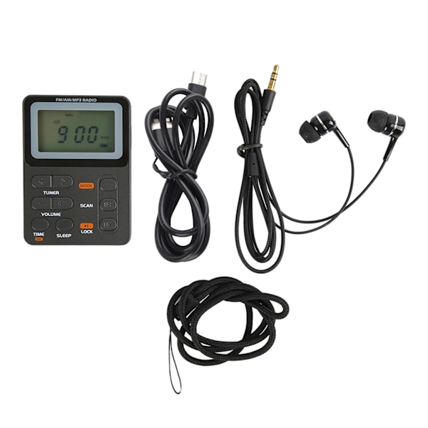 AM FM Bärbar Radio Låsskärm Digital Tuning Stereo Uppladdningsbar fickradio för promenader Jogging Fitness Camping