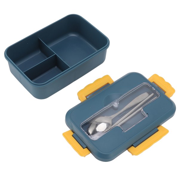 Bento Box Thermal Bento Lunchbox med sked och ätpinnar för vuxna Barn Studenter (Elegant blå Lunchbox porslin)