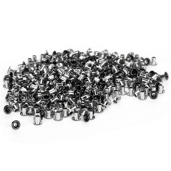 500 stk. messingøjer 2 mm indvendigt hul farverigt grommet-sæt til tøj sko taske DIY håndværk Blank sort