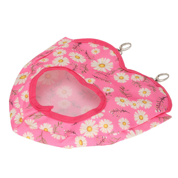 Kaninfoderpåse Hängningstyp Stor kapacitet Daisy Pattern Rosa hjärtformad utloppsmatarpåse för smådjur