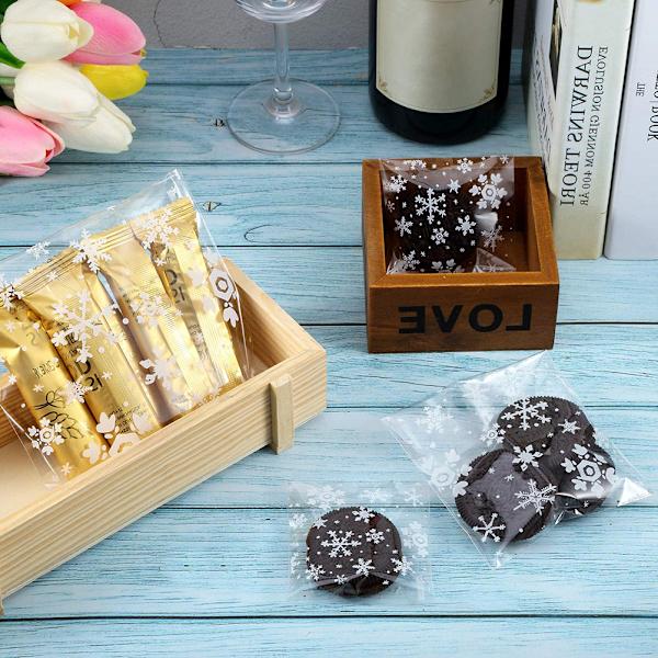 100 st Julklappsförpackningspåse Plastförpackningspåse Snowfake Tryckt godispaketpåse