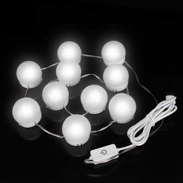 10 kpl/setti USB 3-väriset LED-valot meikkiä varten, kauneus pöytäpeili