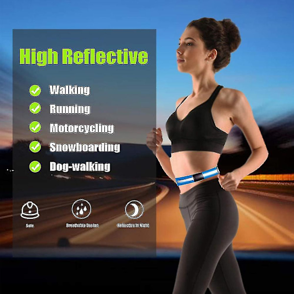 Reflekterande Glow Belt Säkerhetsutrustning för Löpning Cykling - Blå (2-pack)