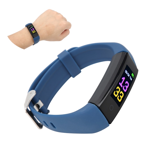 Sports Armbåndsur Multifunktionel Skridttæller Smartband Sundhed Fitness Management USB Opladning Blå