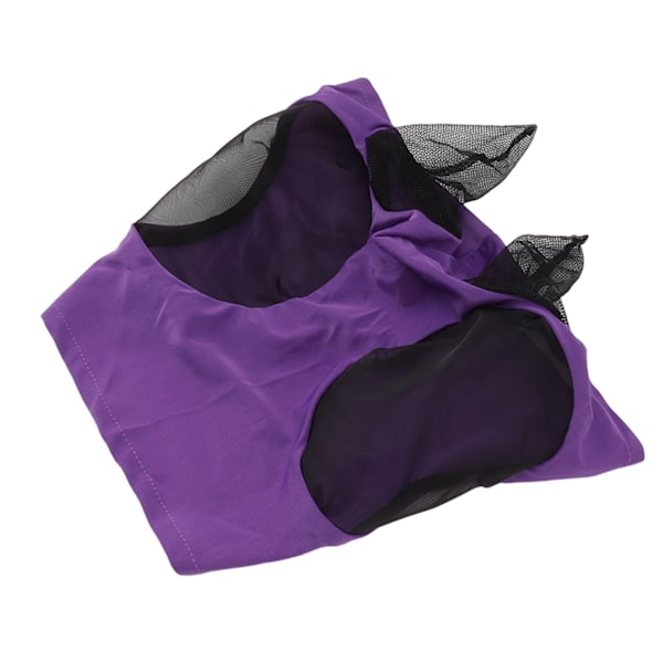 Horse Mesh flugmask Andas elastisk hästansiktsmask med öronskydd Ridutrustning för ridsport Lila