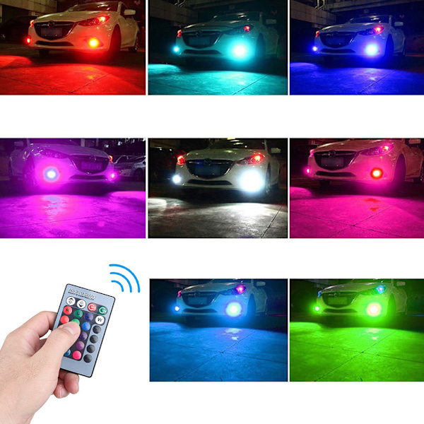 2 kpl 12V RGB LED-auton sumuvalot ajovalot kaukosäätimellä auton valot