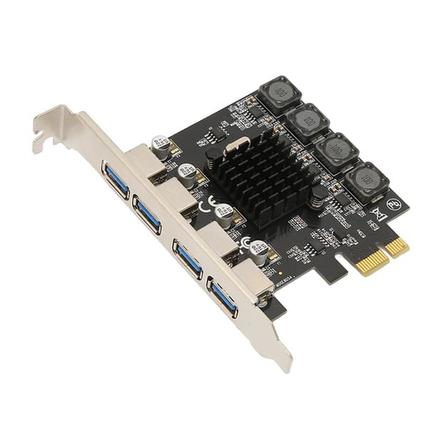 PCIE til USB-utvidelseskort 4 USB 3.0-porter 5 Gbps Høyhastighets selvforsynt USB3.0 Hub-kontroller for Win for Linux
