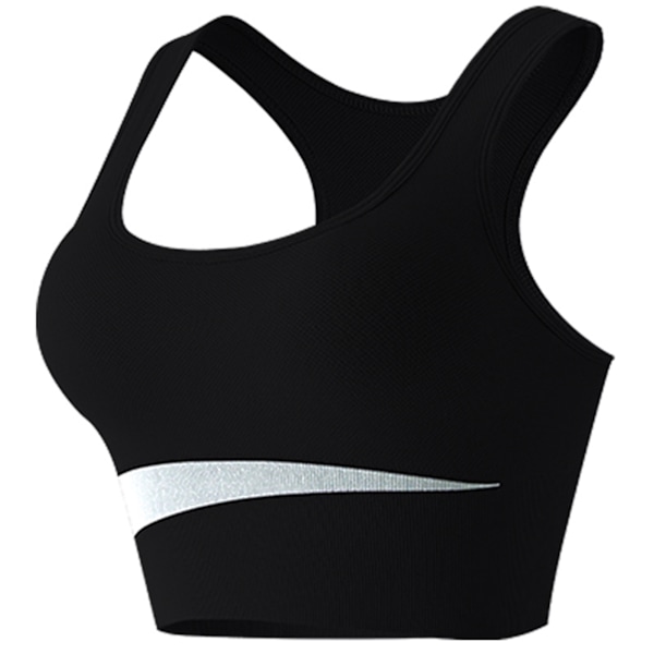 Sport-BH Nylon Andas Hudvänlig U-formad stålring Free Running Gym Atletisk BH för kvinnor Svart M