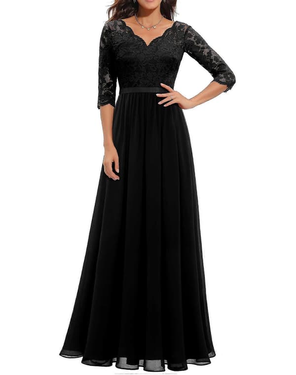 2024 blonde patchwork langermet edel kjole Black