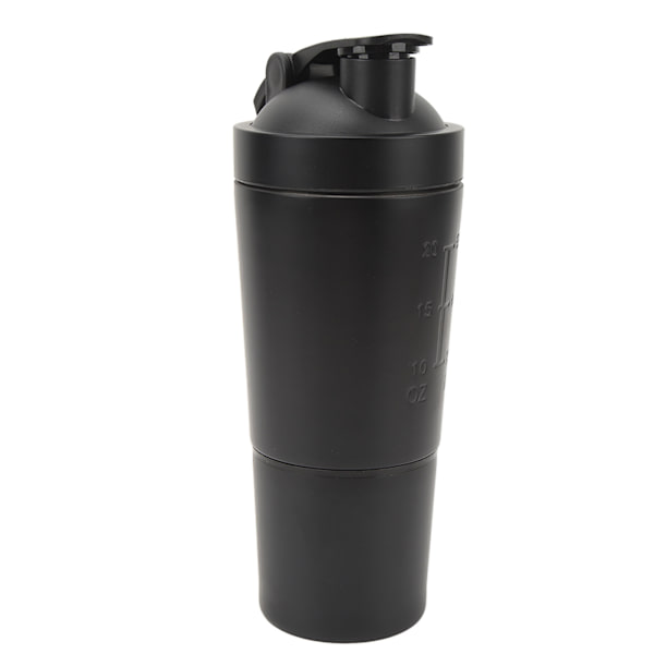 Shakerflaske Proteinshakervåg i rustfritt stål Bærbar shakerkopp med visp for proteinblanding Pre Workout Svart 600 ml