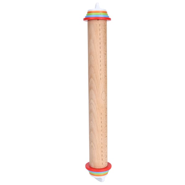 Wooden Adjustable Thickness Rolling Pin Flour Stick Dough Rollers Handle with Scale for Kitchen/Bakery Rolling Pin 43cm