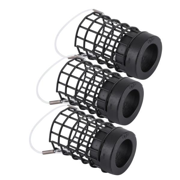 3 stk. Fiske Agnsbur Hollow Rustfrit Stål Fodring Lokkefælde Tackle Tilbehør Sort 40g