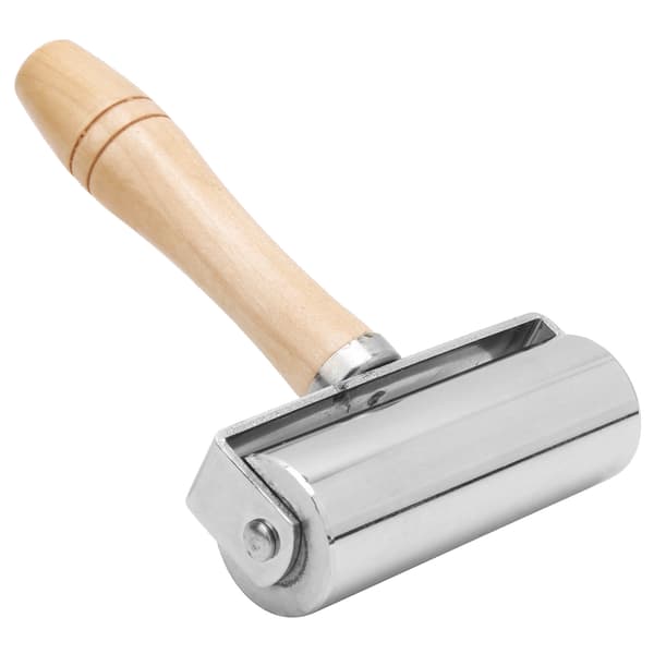 Leather Press Edge Roller DIY Leather Craft Wooden Handle Edge Rolling Tool SilverL 100mm / 3.94in