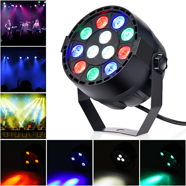 LED Par-lys, EBTOOLS 12 LED-scenlys med RGBW-farve, DMX, Strobe og lydaktivt tilstand