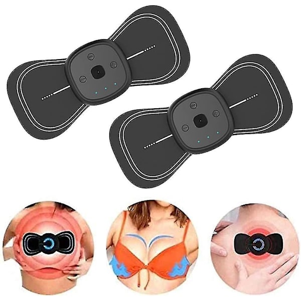 Ems axel nacke rygg mini massager bioelektrisk akupunkturplatta - bärbar sladdlös massage (2 st, svart)