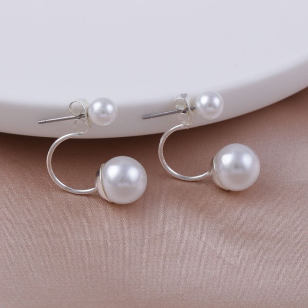 Double White Pearl Guld øreringe / Double Pearl