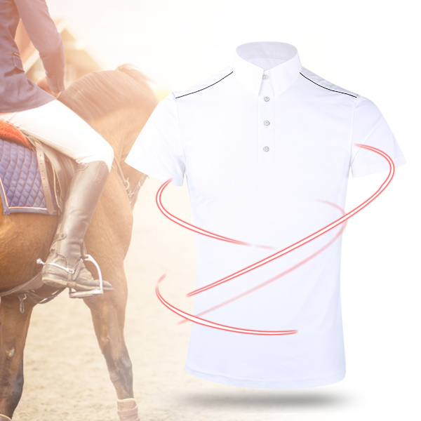 Herr Andningsbar Bekväm Sport Rid T-shirt Hästridning Kortärmad (Vit M)