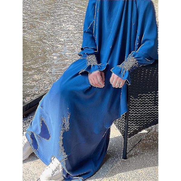 Muslimsk Kvinna 2 Delar Abaya Set - Mörkröd XL-XXL