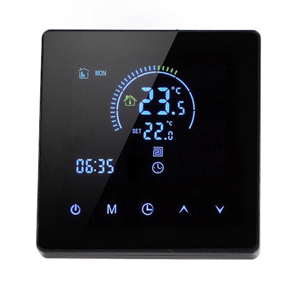 16A digital termostat med LCD-skærm Programmerbar termostat Elektrisk varmetermostat til hjemmekontor Hotel AC 90V‑240V Sort WiFi