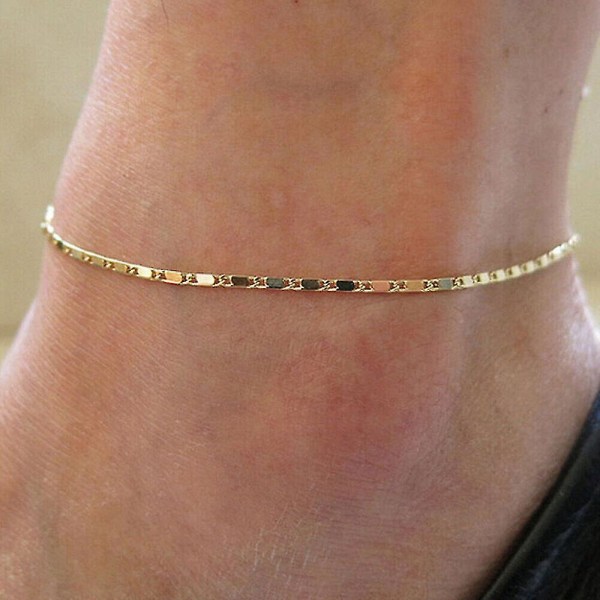 Kvinder Armbånd Simple Chain Anklet Barefoot Sandal Beach Foot smykker Gold