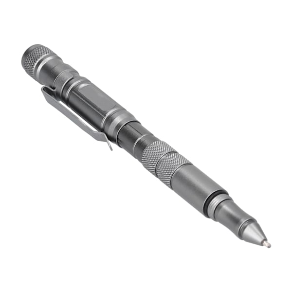 MultiTool Pocket Pen Självförsvarsverktyg med LED-ficklampa Mini Cutter för utomhusbruk (Silvergrå)