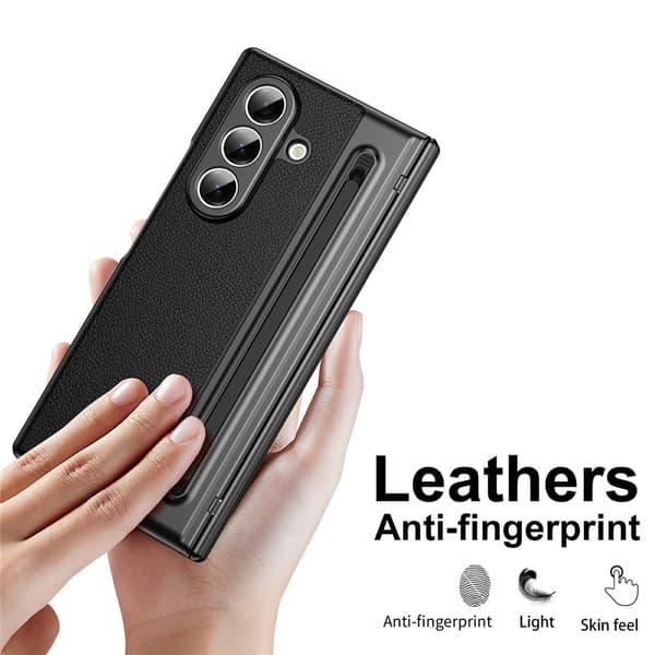 Samsung Z Fold7 PU Læder Stylus Cover Sort Svart black