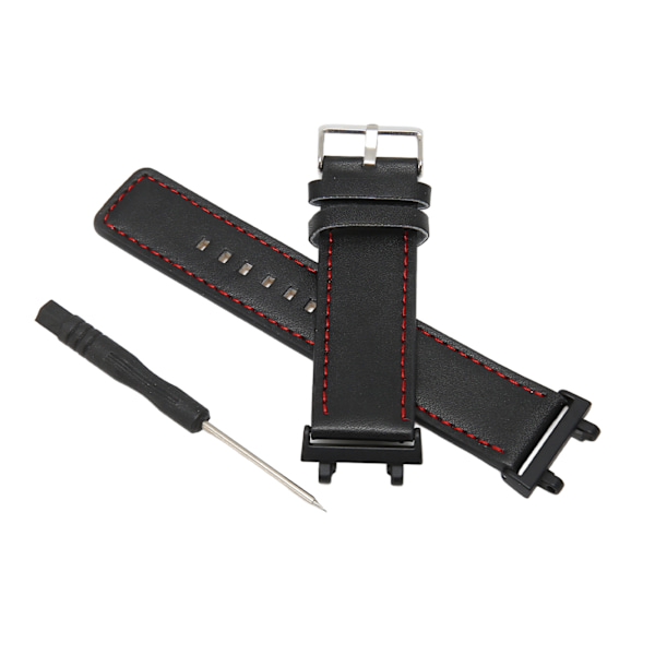 Klockband PU-läder Andningsbart ersättningsklockarmband med fjäderstångsverktyg för T Rex 2 Svart